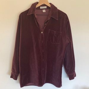 Merona Burgundy Velvet Button-Down Shirt